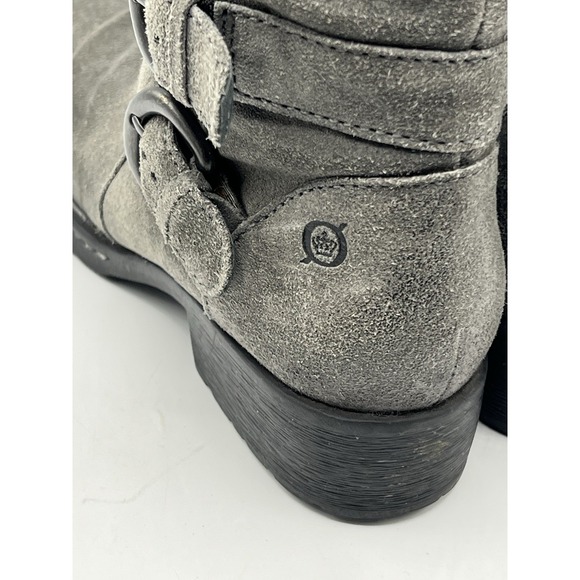 BORN Gray Suede Tall Buckle Boots Womens 7 US, 38EU. Zip Up -Motorcycle grunge - Picture 6 of 11
